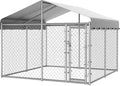 HITTITE Extra Large Outdoor Dog Kennel, 10x10x6.56ft Anti-Rust Dog Kennel Outside with Roof, Galvanized Chain Link Dog Runs for Outside with Secure Lock