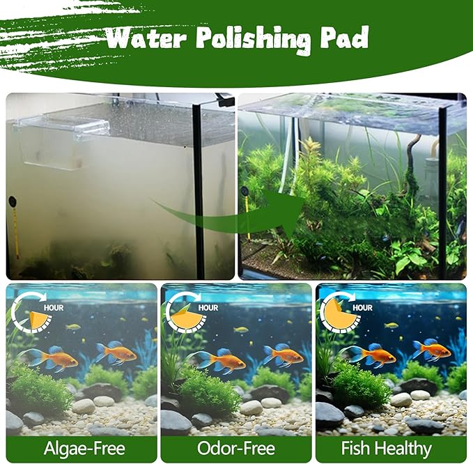 Aquarium Polishing Filter Pad-Ultra Fine 50 Micron Filter Floss for Crystal Clear Water,Cut-to-Size Filter Media for Fish Tank,Safe for Fish/Reef/Turtles(24" x 36", 1 Pack)