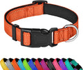 Reflective Dog Collar, Adjustable Soft Neoprene Padded Nylon Pet Collars with Buckle for Extra Large Dogs, Orange,XL