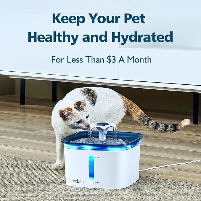 Veken Cat Water Fountain Filter, Classic 8 Pack Replacement Filters & 8 Pack Replacement Pre-Filter Sponges for 50oz, 84oz, 95oz or 108oz Automatic Pet Fountain Dog Water Dispenser