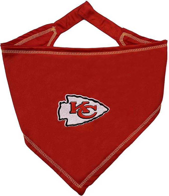 Pets First NFL Kansas City Chiefs TIE Bandana, Small/Medium. Dog Bandana Scarf Bib for Pet Cat Dog. The Ultimate Game-Day, Party Bandana (KCC-3550-S-M)