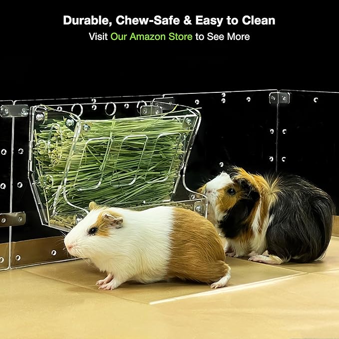GuineaLoft™ 2-in-1 Hay & Food Feeder for Guinea Pigs, Rabbits & Small Pets – No-Waste Hay Rack with Dual-Compartment Bowl, Easy Cage Mount, Space-Saving Design