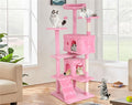 Heavy Duty Cat Tree Tower, 70" Tall Cat Tower for Indoor Cats with Cat Scratching Post with Bed, Cat Condo, Hanging Ball, Multi-Level Cat Climbing Tower Cat Trees Furniture Activity Center, Pink