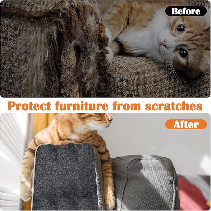 Cat Scratch Furniture Protector - 158" x 17" Trimmable Self-Adhesive Cats Claws Scratch Pads, DIY Cat Climbing Couch Protector for Scratch Post Cat Tree Replacement Indoor (Dark Gray)