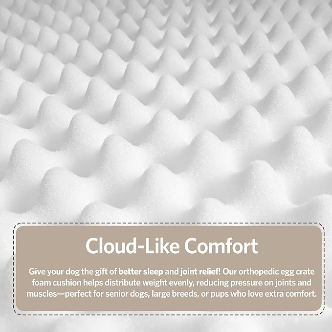 MidWest Homes for Pets Orthoperdic Egg-Crate Nesting Pet Bed w/ Teflon Fabric Protector, Large Brown