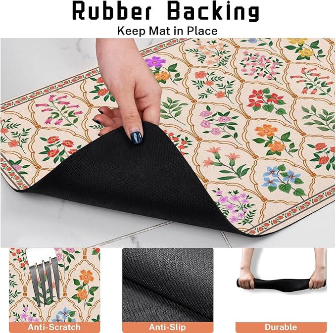 Absorbent Pet Dog Bowl Mat for Food and Water, Pet Cat Food Feeding Mat with Non Slip Rubber Backing, Dog Food Mats for Floors Waterproof, 17"x30"