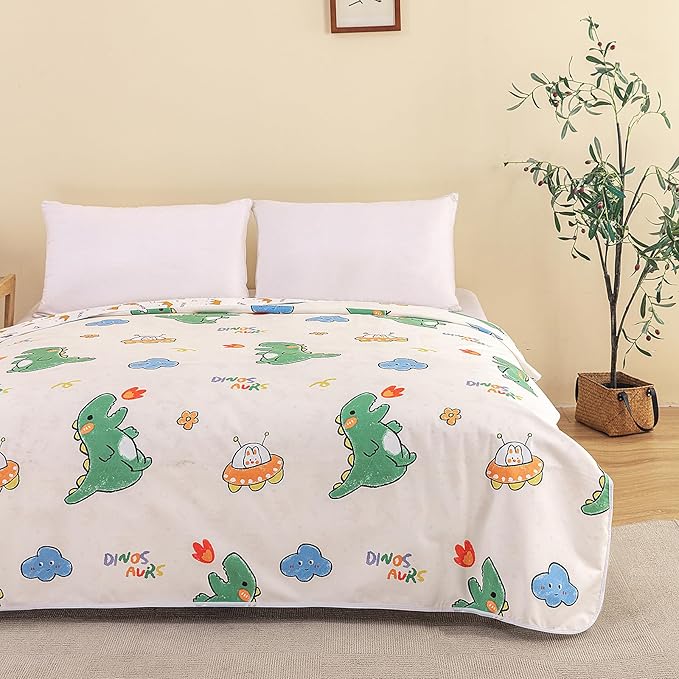 WenBags Waterproof Dog Bed Cover 40*60 Inches Throw Size,Pet Hair Resistant Reversible Couch Cover Mattress Protector,Leakproof Bed Liner/Sheet/Blanket for Adults Elderly Pets (Cute Dinosaurs, 40*60)