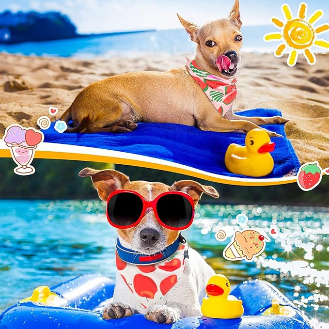 6 Pack Spring Summer Dog Bandanas Hawaii Fruit Pattern, Dog Bandanas Scarf Bibs Kerchief for Boys and Girls' Dogs (Small to Large)