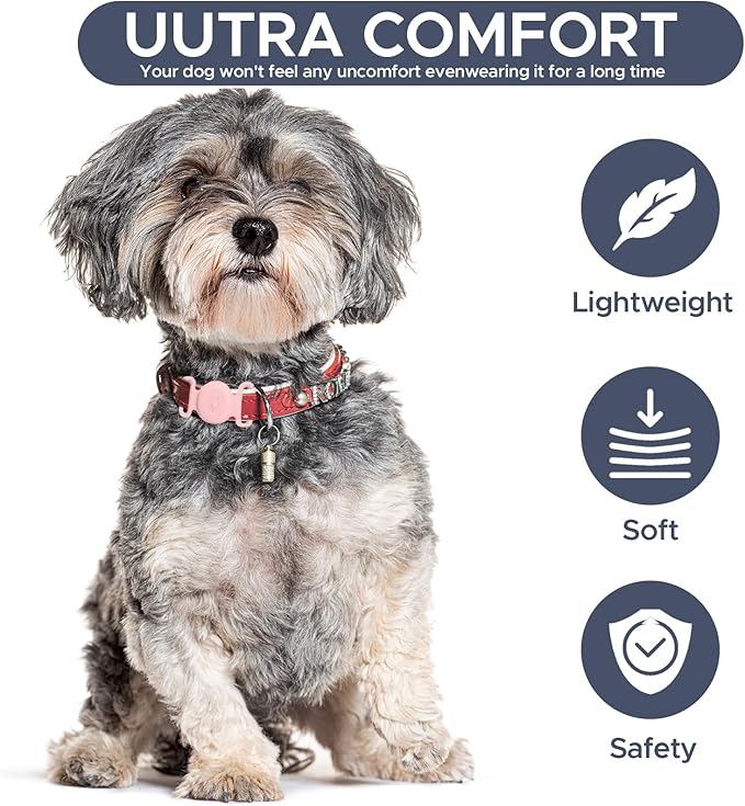 GPS Tracker for Dogs, Mini GPS Pet Tracker with Silicone Cover, IPX8 Waterproof GPS Trackers for Kids,No Monthly Fee,Work with Apple Find My(iOS Only),Dog Trackers Finder Trackers Pets (Pink-New)