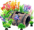 CousDUoBe Fish Broken Barrel Decor Fish Tank Decorations Betta Fish Tank Accessories,Starfish Barrel x 1pc, Aquarium Plants x 11pcs