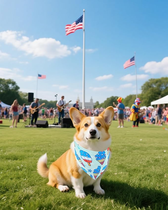PET SHOW 50 Pack 4th of July Dog Bandanas Bulk Washable American Flag Dog Patriotic Scarves for Small Medium Dogs Puppy Star&Stripe Triangle Bibs Kerchief Set Cats Pet Girl Boy Grooming Accessories