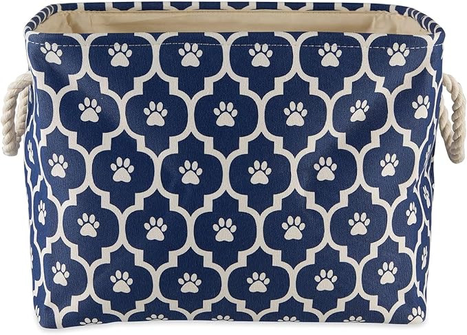 Bone Dry Pet Storage Collection Lattice Paw Print, Nautical Blue, Large Rectangle