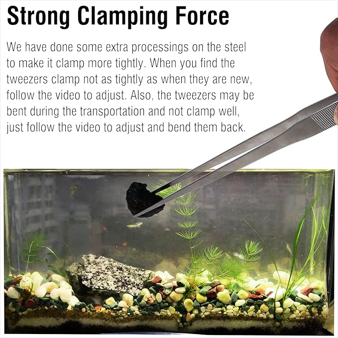 18.9 inch Heavy Duty Extra Long Tweezers for Salt & Fresh Water, Straight 18/8 Stainless Steel Reptile Feeding Tongs for Aquarium & Terrarium, Large Metal Snake Feeding Tweezers