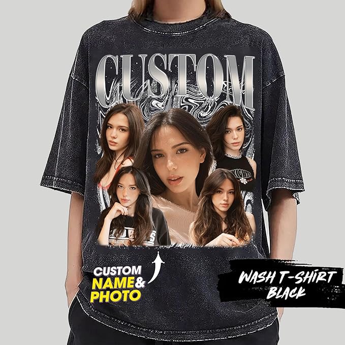 NAZENTI Custom Bootleg Rap Tee, Custom T-Shirts with Picture, Retro Custom Bootleg, Valentine's Gifts for Him Her