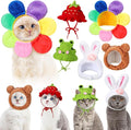 Weewooday 5 Pieces Cat Costume Bunny Hat Outfit with Ears Funny Cat Hat and Small Dogs Kitten Puppy Party Easter Costume Accessory Headwear(Vivid Style)