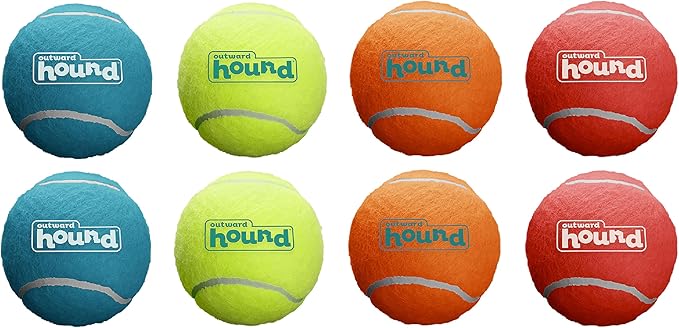 Outward Hound Squeaker Ballz – Squeaky Tennis Balls for Dogs Under 25 lbs, Interactive Dog Toy for Fetch & Training, Small (2"), 8‑Pack