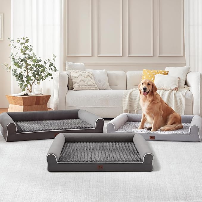 Large Dog Beds Large Sized Dogs 48x35x8 Inch, Orthopedic XXL XL Dog Bed for Medium Size Dogs, Big Waterproof Couch Sofa with Removable Washable Cover for Pet, Light Grey