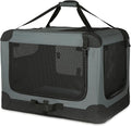 Amazon Basics Portable Folding Soft Dog Crate, 4-Doors, Collapsible Travel Kennel for Cat, Dog, and Small Animals, Quick Setup, Small 26" x 18" x 18", Grey
