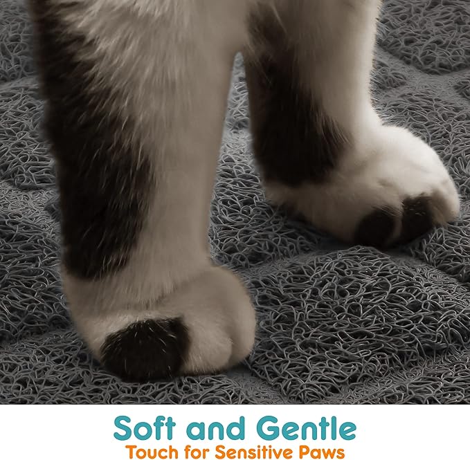 PVC Cat Litter Mat 24x15 Inch Grey, Non-slip, Less Waste Cat Litter Box Mat, Soft on Kitty’s Paws, Urine Waterproof