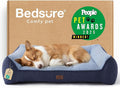 Bedsure SupportMax™ Orthopedic Dog Bed Medium Size Dog - Extra Thick Supportive Medium Dogs Beds with Waterproof Washable Cover, Comfort Pet Bed Sofa with Soft Sherpa and Nonskid Bottom, Blue, 35"