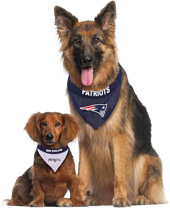 Pets First NFL New England Patriots Reversible Bandana Size XX-Large for Dogs & Cats. 2 Sided Sports Bandana, Premium Embroidery Team Logo, Many NFL Teams Available