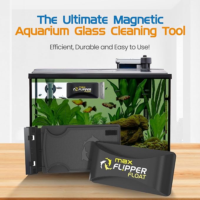 FLIPPER Max Magnetic Aquarium Cleaner – 2-in-1 Flip Scrubber and Scraper, Floating Design for Cleaning Hard-to-Reach Algae and Debris on Glass and Acrylic Tanks up to 3/4" (19mm)