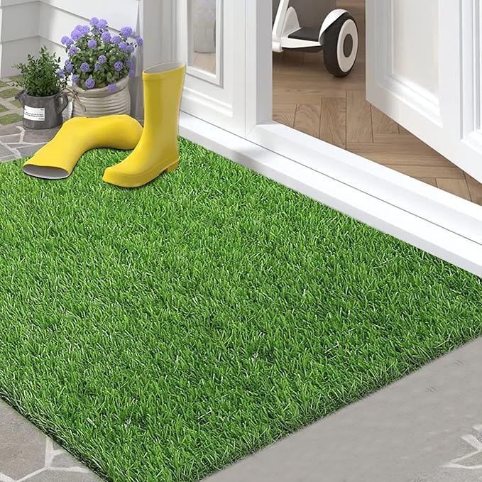 Bsmathom Artificial Grass Rug Indoor Outdoor Rug, Professional Dog Potty Training Rug, Fake Grass Rug Synthetic Grass Mat Door Mats with Drainage Holes for Balcony Patio Garden (39.3 x 31.5Inch)