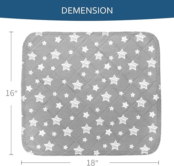 Waterproof Bed Pads Washable, Absorbent Chuck Pads for Incontinence, Washable Pee Pads for Dogs, Waterproof Mattress Protector for Seniors, Bedwetting Kids, Hospitals, Pets, 18"x16" 2 Pack