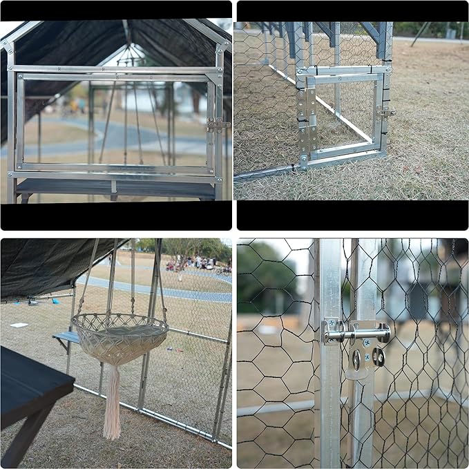 DWVO 94 Inch Catio Outdoor Cat Enclosure, Large Outdoor Cat House for Multiple Cats, Metal Cat Cage Outdoor with Weatherproof Roof, 7 Platforms, 2 Resting Box and Cat Hammock Bed