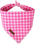 Summer Dog Bandana, UP URARA PUP Pink Bandana for Small Large Dogs, Cotton Handkerchief Fashion Plaid Puppy Triangle Bid Scarf for Boy Girl Dogs