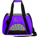 Pawer Soft-Sided Pet Carrier for Cat and Small Dog,Violet Color,Medium Size,Washable Cloth Airline Approved Travel Tote,with 2 Mesh Opens and a Strap for Carry,Multiple Colors Available