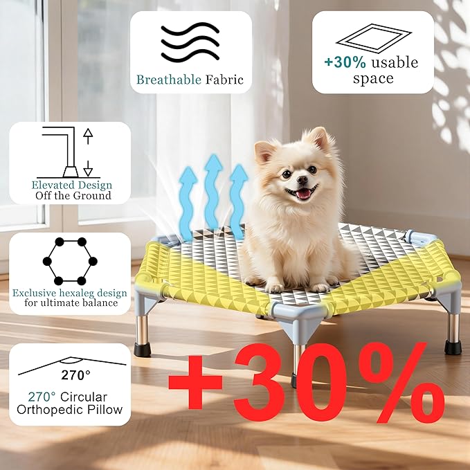 Elevated Outdoor Dog Bed (6 Sided Small, Triangle)