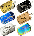Personalized Dog Tag with 5 Lines of Custom Deep Engraved Durable Stainless Steel Pet ID Name Tag Designer Regular Size Rectangle