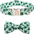 MR. CHUBBYFACE St.Patrick's Day Dog Collar Green Clovers Adjustable Dog Collar Bow Tie for Small Medium Large Dogs