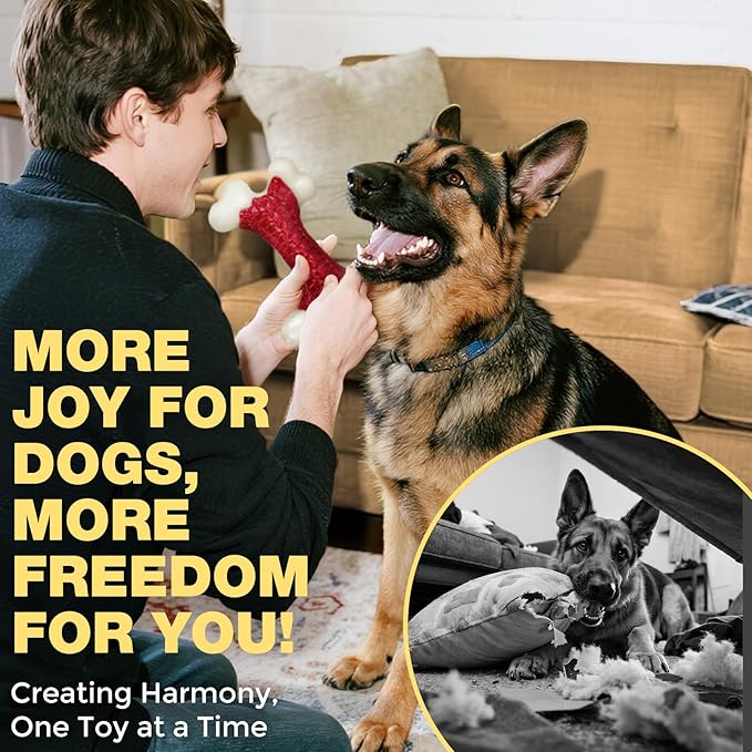 Tough Dog Toys for Aggressive Chewers Large Breed - 8'' Beef Flavor Indestructible Nylon Dog Chew Toys for Large Dogs, Heavy Duty Dog Bone Keep Busy, Teething Dental Care Toy Dog Birthday Gift