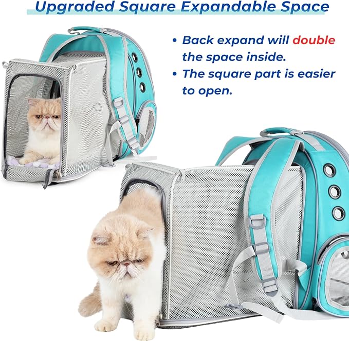 Lollimeow Cat Carrier Backpack, Expandable Bubble Pet Carrier for Cats and Small Dogs, Airline Approved Travel Backpack for Hiking, Walking & Outdoor Adventures - Supports up to 14 lbs