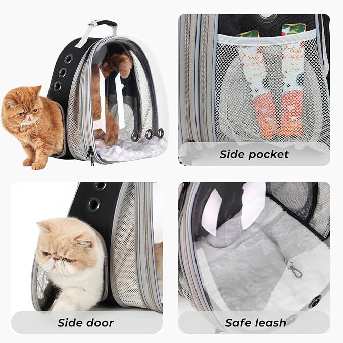 Lollimeow Cat Carrier Backpack, Expandable Bubble Pet Carrier for Cats and Small Dogs, Airline Approved Travel Backpack for Hiking, Walking & Outdoor Adventures - Supports up to 16 lbs
