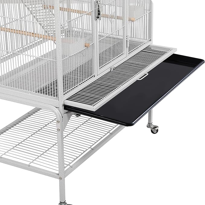 Yaheetech 69-Inch Extra Large Wrought Animal Cage Metal 3 Levels Small Animal Cage w/Cross Shelves and Ladders for Ferret Chinchilla Sugar Glider Squirrel, White