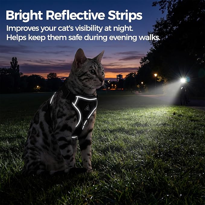 Cat Harness and Leash Set Escape Proof Tactical Small Kitten Harness Emotional Support Cat Vest, Brown, S