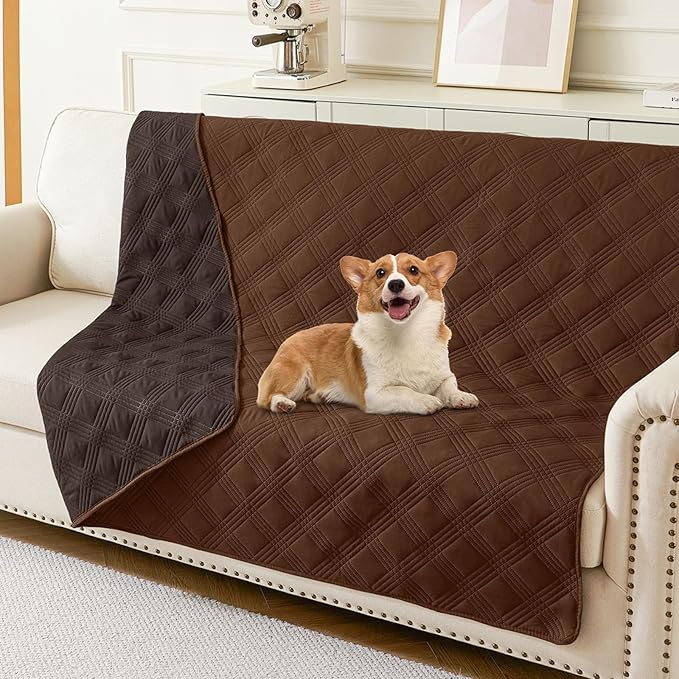 hyha Waterproof Dog Blanket, Reversible Pet Bed Blanket, Soft Sofa Couch Cover for Dogs Washable, Waterproof Pet Couch Covers for Sofa Puppy Cats Furniture Protector(68"x82", Brown/Chocolate)