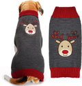 Dog Christmas Sweater Xmas Pet Clothes Cute Gray Reindeer Holiday Puppy Cat Costume New Year Gifts for Small Medium Large Dogs Jumpers (XL, Gray Reindeer)