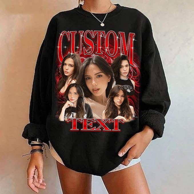 NAZENTI Custom Bootleg Rap Tee, Custom T-Shirts with Picture, Retro Custom Bootleg, Valentine's Gifts for Him Her