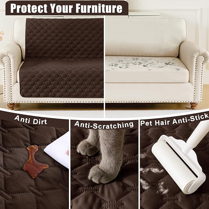 Smiry Waterproof Dog Bed Cover Blanket, Soft Reversible Pet Blanket, Washable Leakproof Cats Dogs Couch Cover for Sofa, Couch, Furniture (30x53 Inch, Chocolate/Dark Grey)
