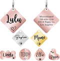 Ultra Joys Dog ID Tag, Custom Dog Tag Personalized Cat Tag, Pet ID Tag, Brushed Stainless Steel Diamond Dog Tag Rose Gold Large
