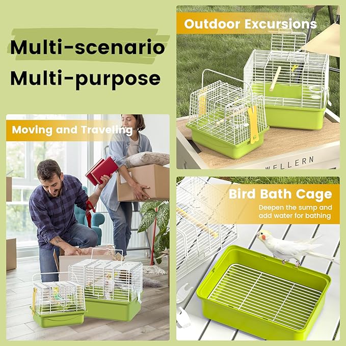 Small Bird cage,Travel Cage for Birds and Small Animals, Parakeet cage,Bird Carrier Travel cage,Bird Travel cage, jaulas para pájaros,Green,(Size:S,M,L) (S)