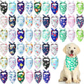 Silkfly 50 Pieces Spring Bandanas for Dog Bulk Adjustable Spring Triangle Scarf with Flower Floral Dog Bandanas Bibs Washable Pet Kerchief for Small Medium Large Pet Cat Costume Accessories Decoration