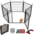 Puppy Playpen Indoor/Outdoor,24'' Portable Dog Playpen with Easy-Carry Straps,6 Panels Dog Pen Play Pen for Small Dogs,Rustproof Pet Playpen for Camping RV Yard(with One Door)
