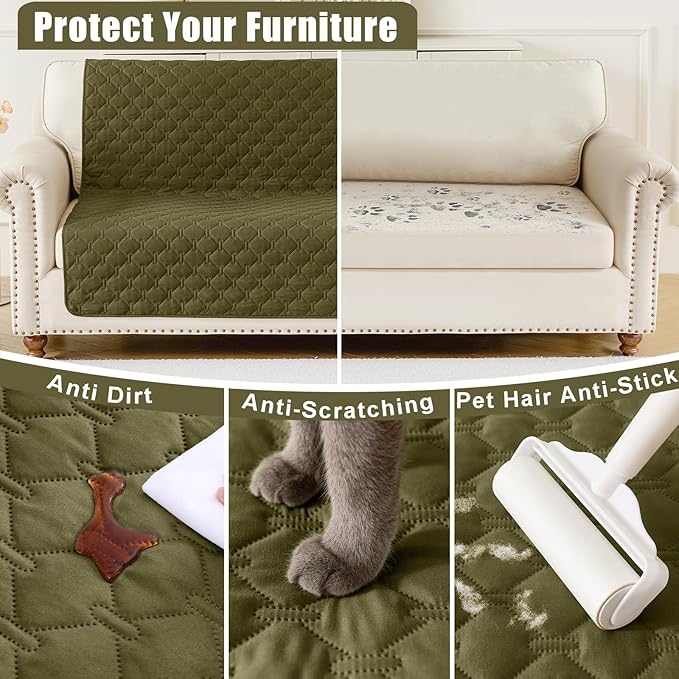 Smiry Waterproof Dog Bed Cover Blanket, Soft Reversible Pet Blanket, Washable Leakproof Cats Dogs Couch Cover for Sofa, Couch, Furniture (52x82 Inch, Green/Navy)