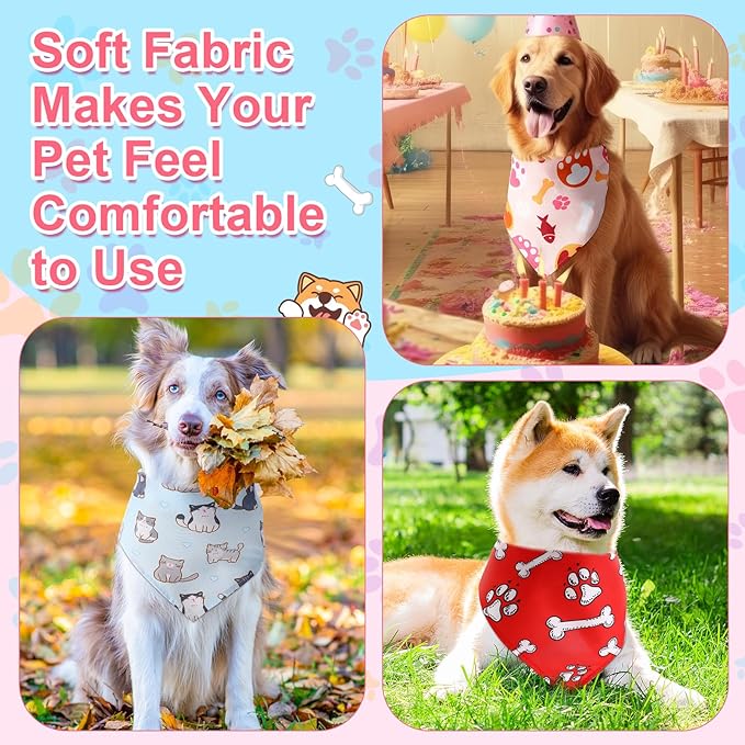 Amylove 120 Pcs St. Patrick's Day Dog Bandanas Bulk Holiday Triangle Dog Pack Puppy Kerchief Bandana Adjustable Spring Pet Scarf for Pet Cat Costume Accessories Decor(Cartoon)