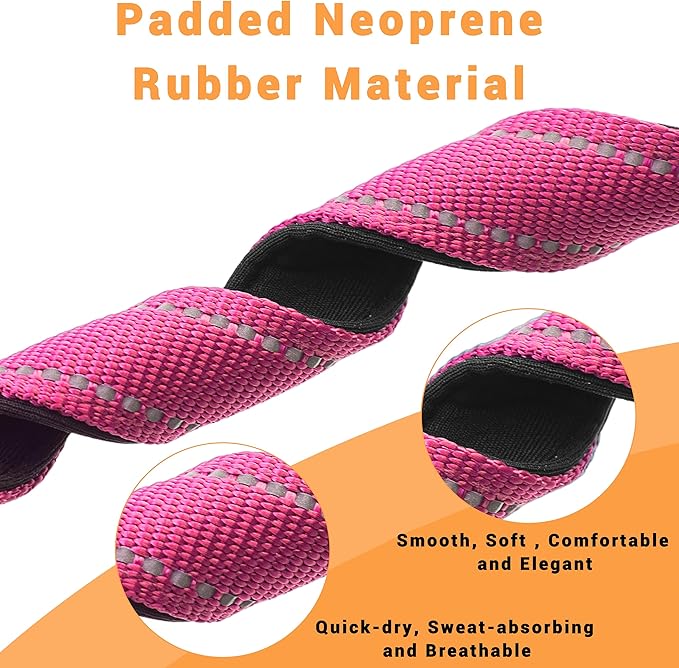 2 Pack Reflective Dog Collar with Safety Locking Buckle, Adjustable Soft Breathable Comfortable Nylon Pet Collar for Small, Medium and Large Dogs, Hotpink, XS